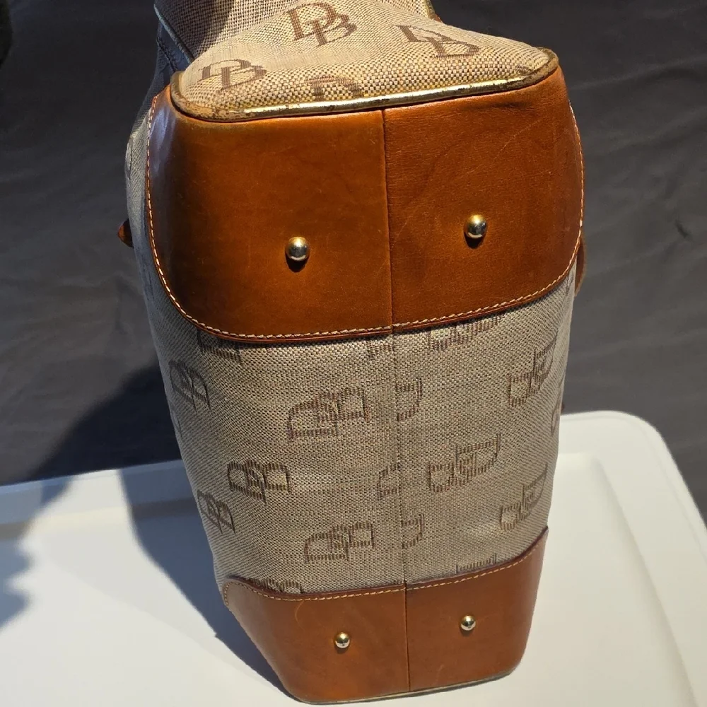 Dooney & Bourke Beige and Brown Signature Tote - Picture 6 of 16